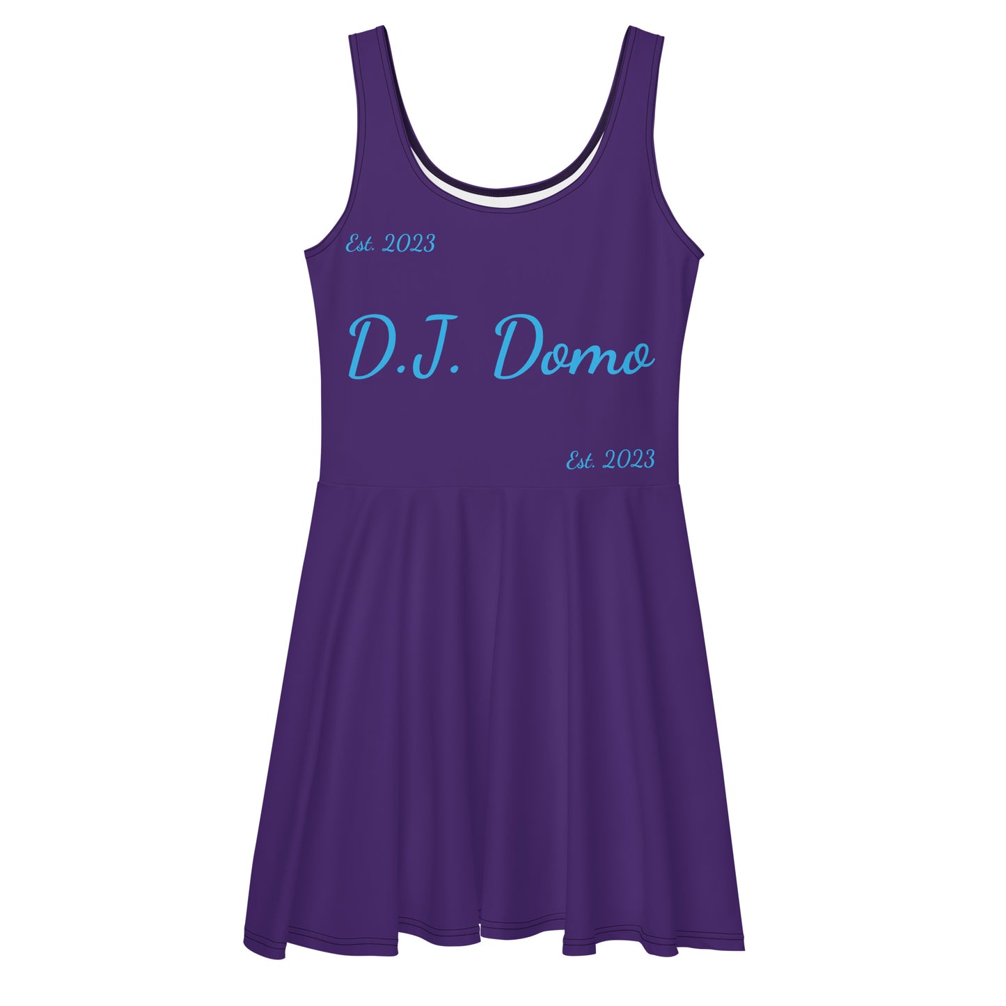 D.J. Domo "Cursive" Skater Dress Purple/Light Blue