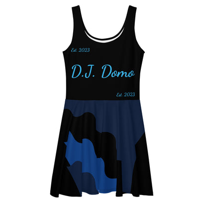 D.J. Domo "Cursive Bottom" Skater Dress Black/Light Blue