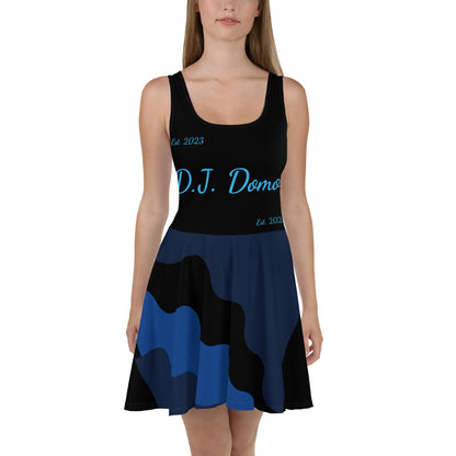 D.J. Domo "Cursive Bottom" Skater Dress Black/Light Blue