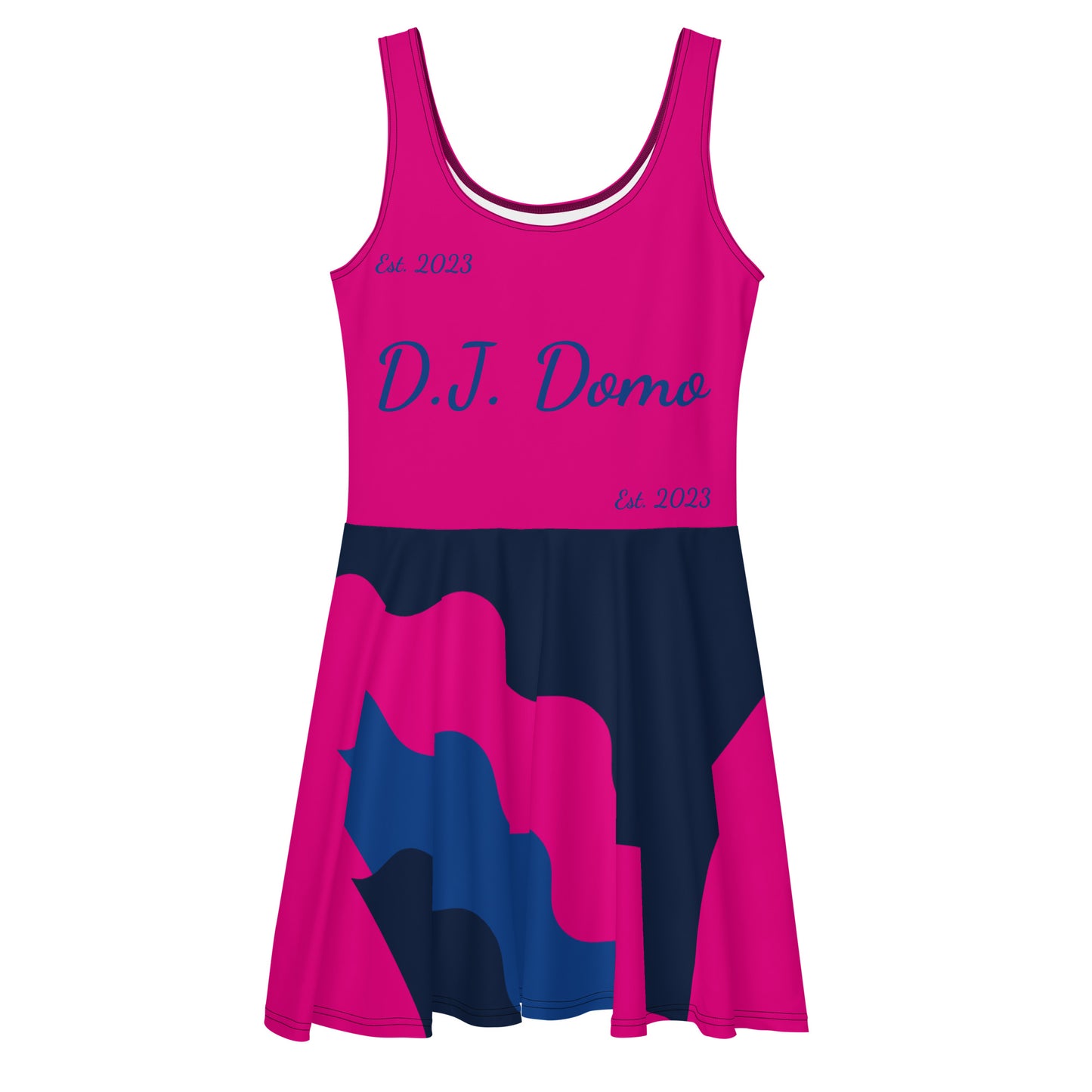 D.J. Domo "Cursive Bottom" Skater Dress Pink/Blue