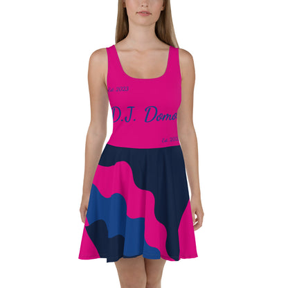 D.J. Domo "Cursive Bottom" Skater Dress Pink/Blue