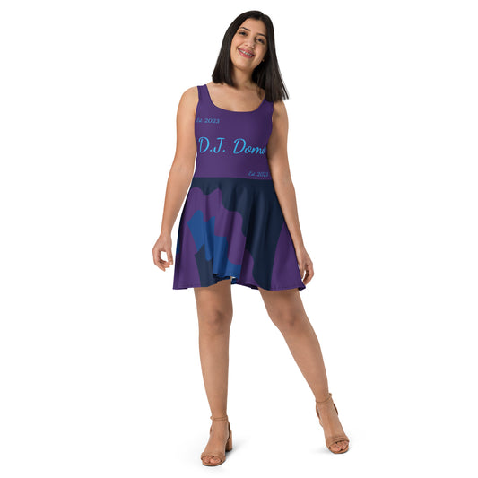 D.J. Domo "Cursive Bottom" Skater Dress Purple/Light Blue