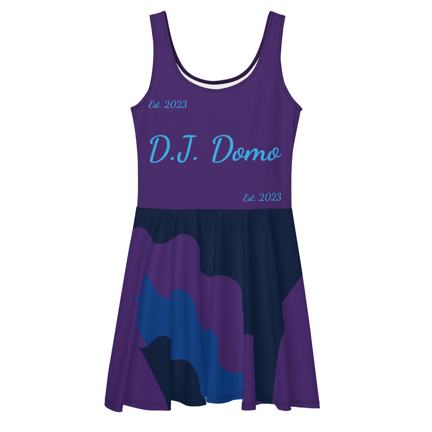 D.J. Domo "Cursive Bottom" Skater Dress Purple/Light Blue