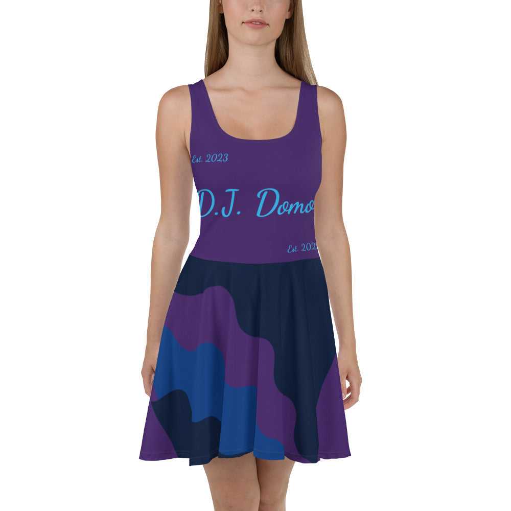 D.J. Domo "Cursive Bottom" Skater Dress Purple/Light Blue