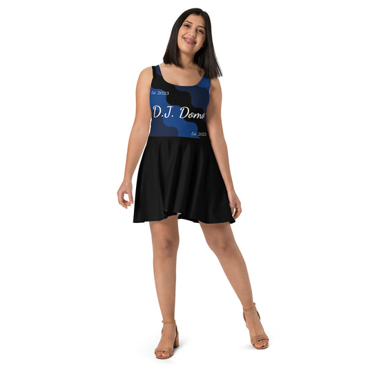 D.J. Domo "Cursive Top" Skater Dress Black/Blue/White