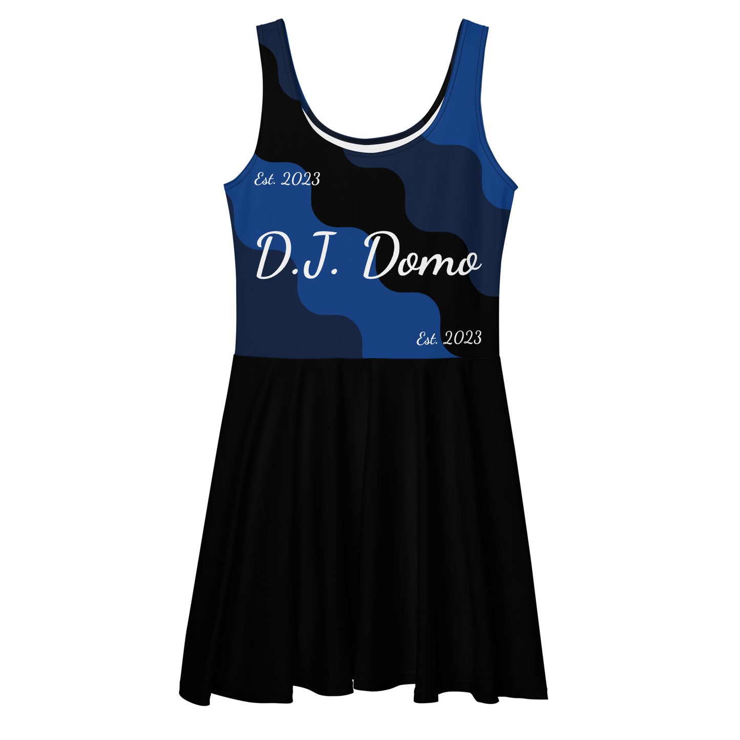 D.J. Domo "Cursive Top" Skater Dress Black/Blue/White