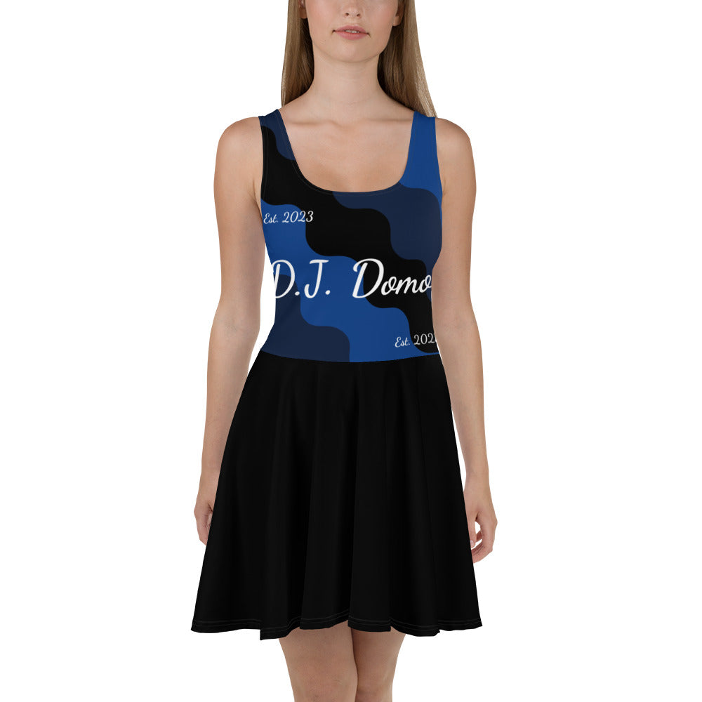 D.J. Domo "Cursive Top" Skater Dress Black/Blue/White