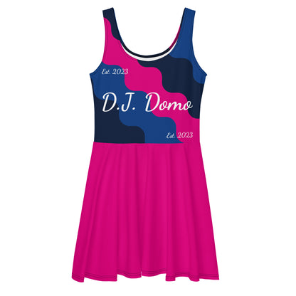 D.J. Domo "Cursive Top" Skater Dress Pink/Blue/White