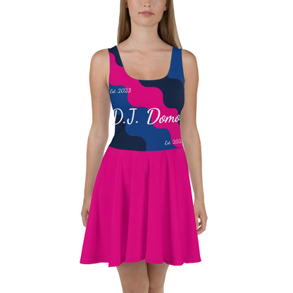 D.J. Domo "Cursive Top" Skater Dress Pink/Blue/White