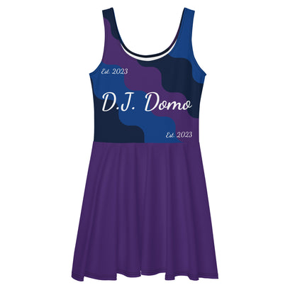 D.J. Domo "Cursive Top" Skater Dress Purple/Blue/White