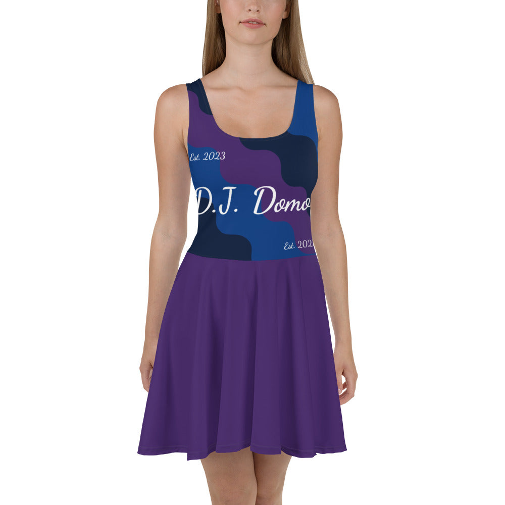 D.J. Domo "Cursive Top" Skater Dress Purple/Blue/White