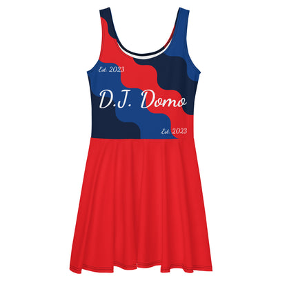 D.J. Domo "Cursive Top" Skater Dress Red/Blue/White