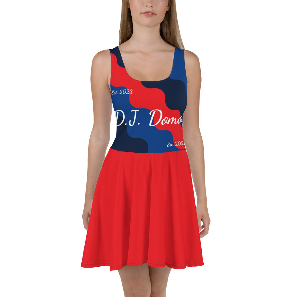 D.J. Domo "Cursive Top" Skater Dress Red/Blue/White