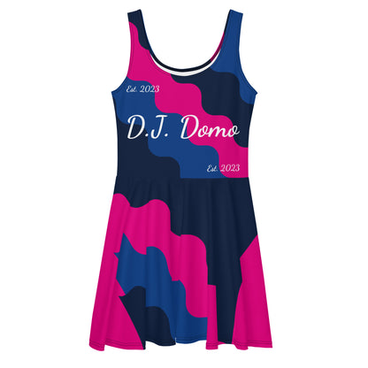 D.J. Domo "Fatigue Cursive" Skater Dress Pink/Blue/White