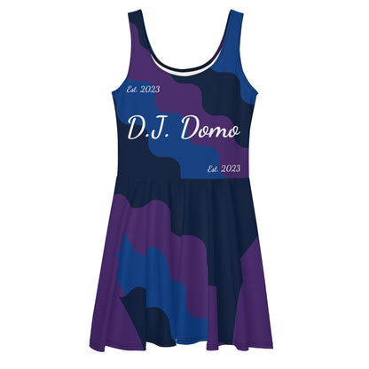 D.J. Domo "Fatigue Cursive" Skater Dress Purple/Blue/White