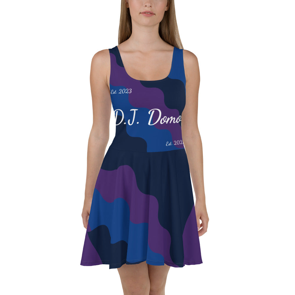 D.J. Domo "Fatigue Cursive" Skater Dress Purple/Blue/White