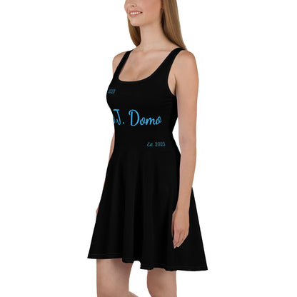 D.J. Domo "Cursive" Skater Dress Black/Light Blue