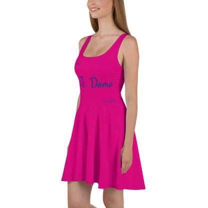 D.J. Domo "Cursive" Skater Dress Pink/Blue