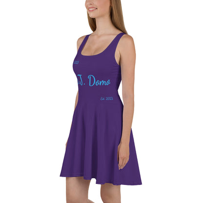 D.J. Domo "Cursive" Skater Dress Purple/Light Blue