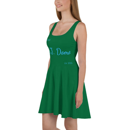 D.J. Domo "Cursive" Skater Dress Green/Light Blue