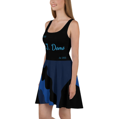 D.J. Domo "Cursive Bottom" Skater Dress Black/Light Blue