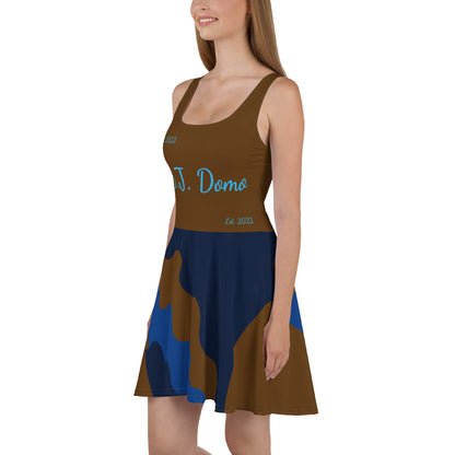 D.J. Domo "Cursive Bottom" Skater Dress Brown/LightBlue