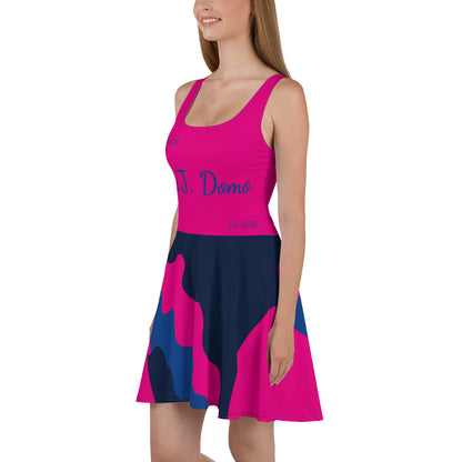 D.J. Domo "Cursive Bottom" Skater Dress Pink/Blue