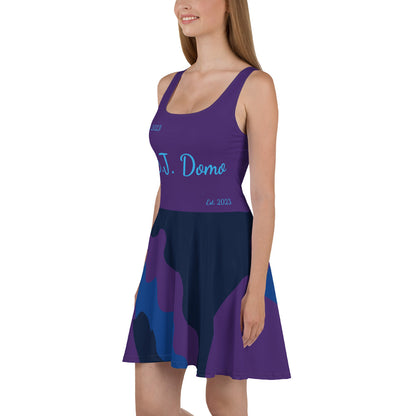 D.J. Domo "Cursive Bottom" Skater Dress Purple/Light Blue