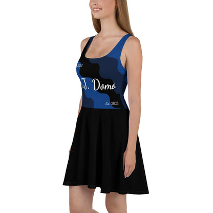 D.J. Domo "Cursive Top" Skater Dress Black/Blue/White