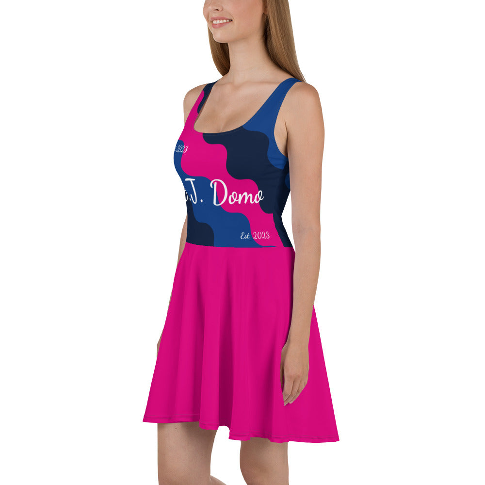 D.J. Domo "Cursive Top" Skater Dress Pink/Blue/White