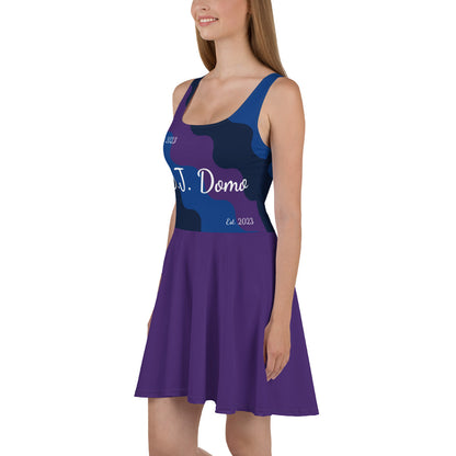 D.J. Domo "Cursive Top" Skater Dress Purple/Blue/White