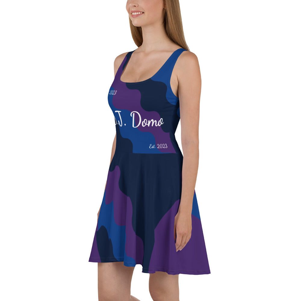 D.J. Domo "Fatigue Cursive" Skater Dress Purple/Blue/White