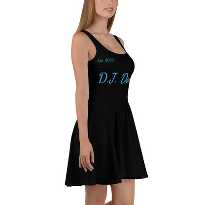 D.J. Domo "Cursive" Skater Dress Black/Light Blue