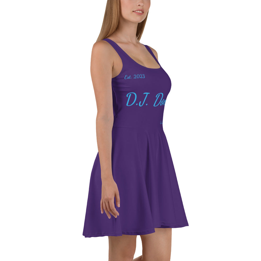 D.J. Domo "Cursive" Skater Dress Purple/Light Blue