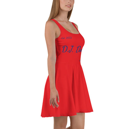 D.J. Domo "Cursive" Skater Dress Red/Blue