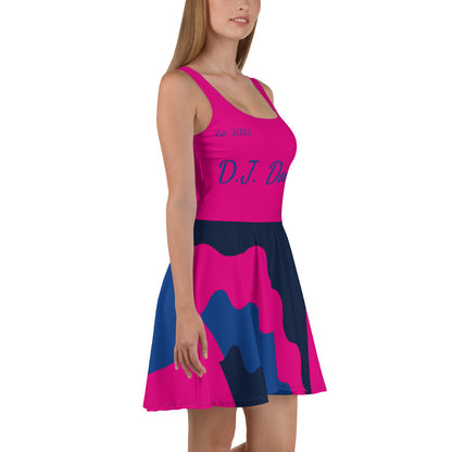 D.J. Domo "Cursive Bottom" Skater Dress Pink/Blue