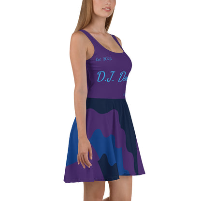 D.J. Domo "Cursive Bottom" Skater Dress Purple/Light Blue