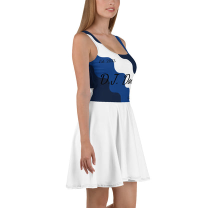 D.J. Domo "Cursive Top" Skater Dress White/Blue/Black