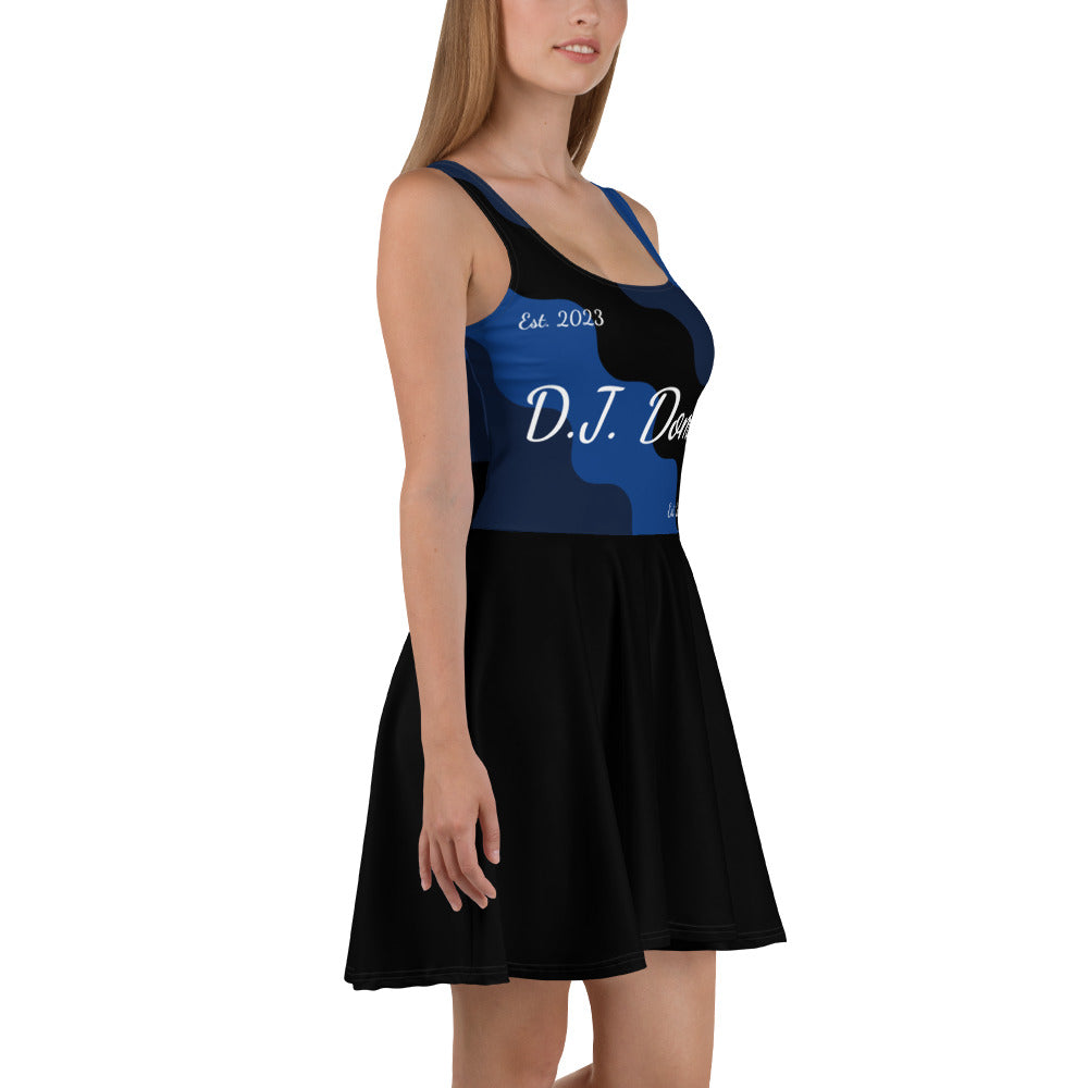 D.J. Domo "Cursive Top" Skater Dress Black/Blue/White