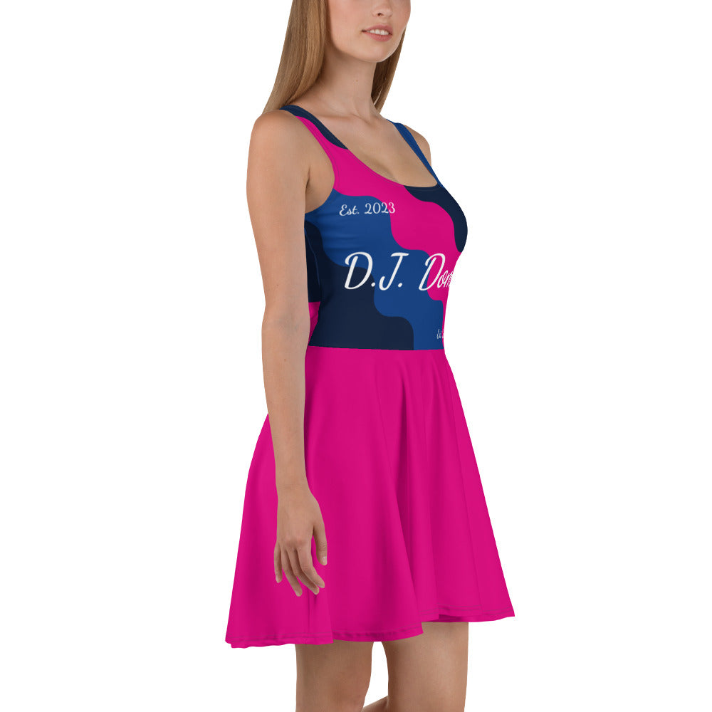 D.J. Domo "Cursive Top" Skater Dress Pink/Blue/White