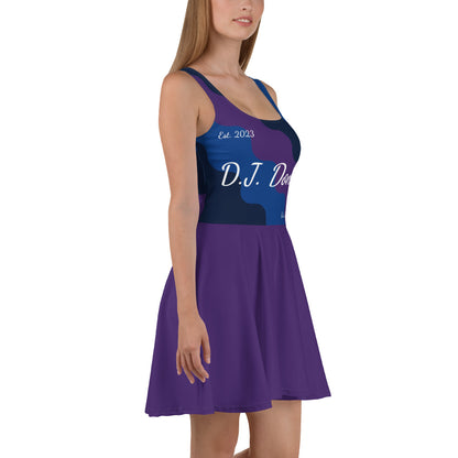 D.J. Domo "Cursive Top" Skater Dress Purple/Blue/White