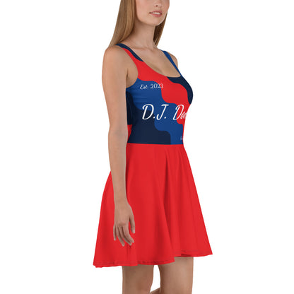 D.J. Domo "Cursive Top" Skater Dress Red/Blue/White