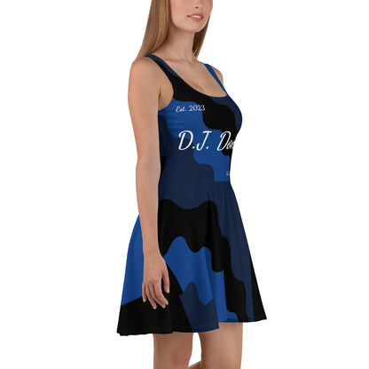 D.J. Domo "Fatigue Cursive" Skater Dress Blue/Black/White