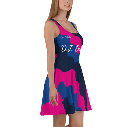 D.J. Domo "Fatigue Cursive" Skater Dress Pink/Blue/White