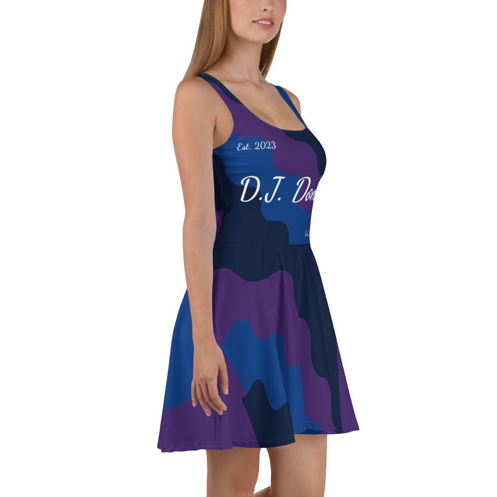 D.J. Domo "Fatigue Cursive" Skater Dress Purple/Blue/White