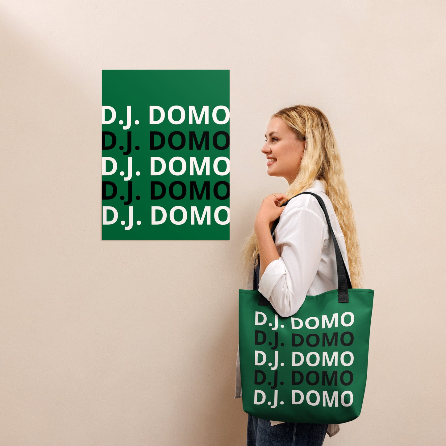 D.J. Domo "Classic" Tote Bag Green/Black/White