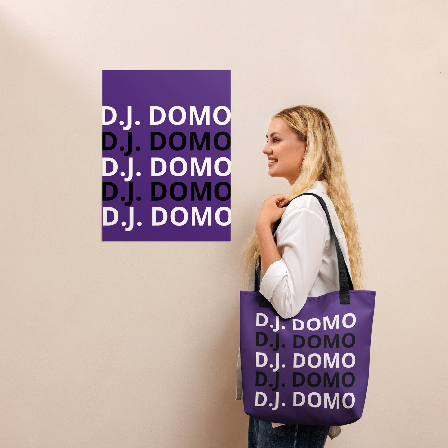 D.J. Domo "Classic" Tote Bag Purple/Black/White