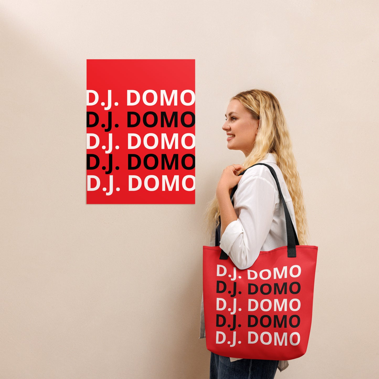 D.J. Domo "Classic" Tote Bag Red/Black/White