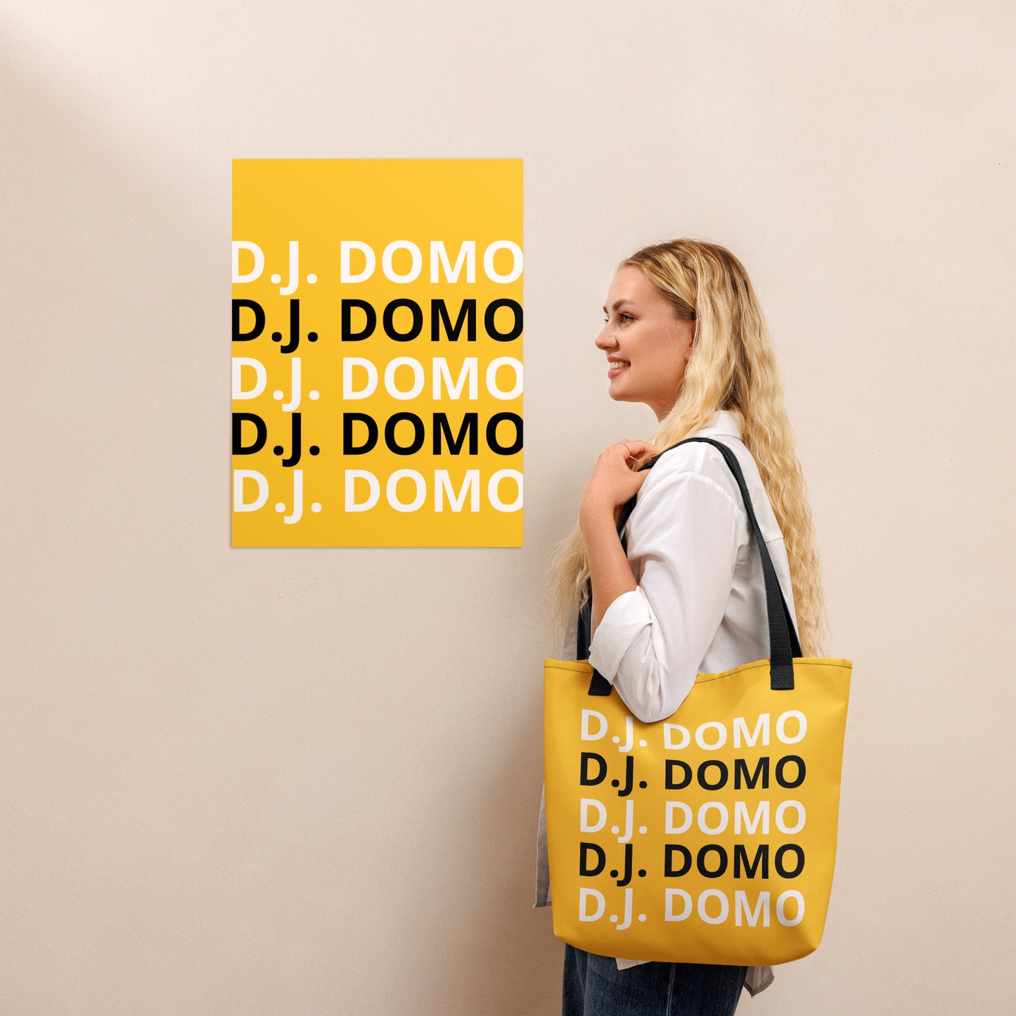 D.J. Domo "Classic" Tote Bag Gold/Black/White