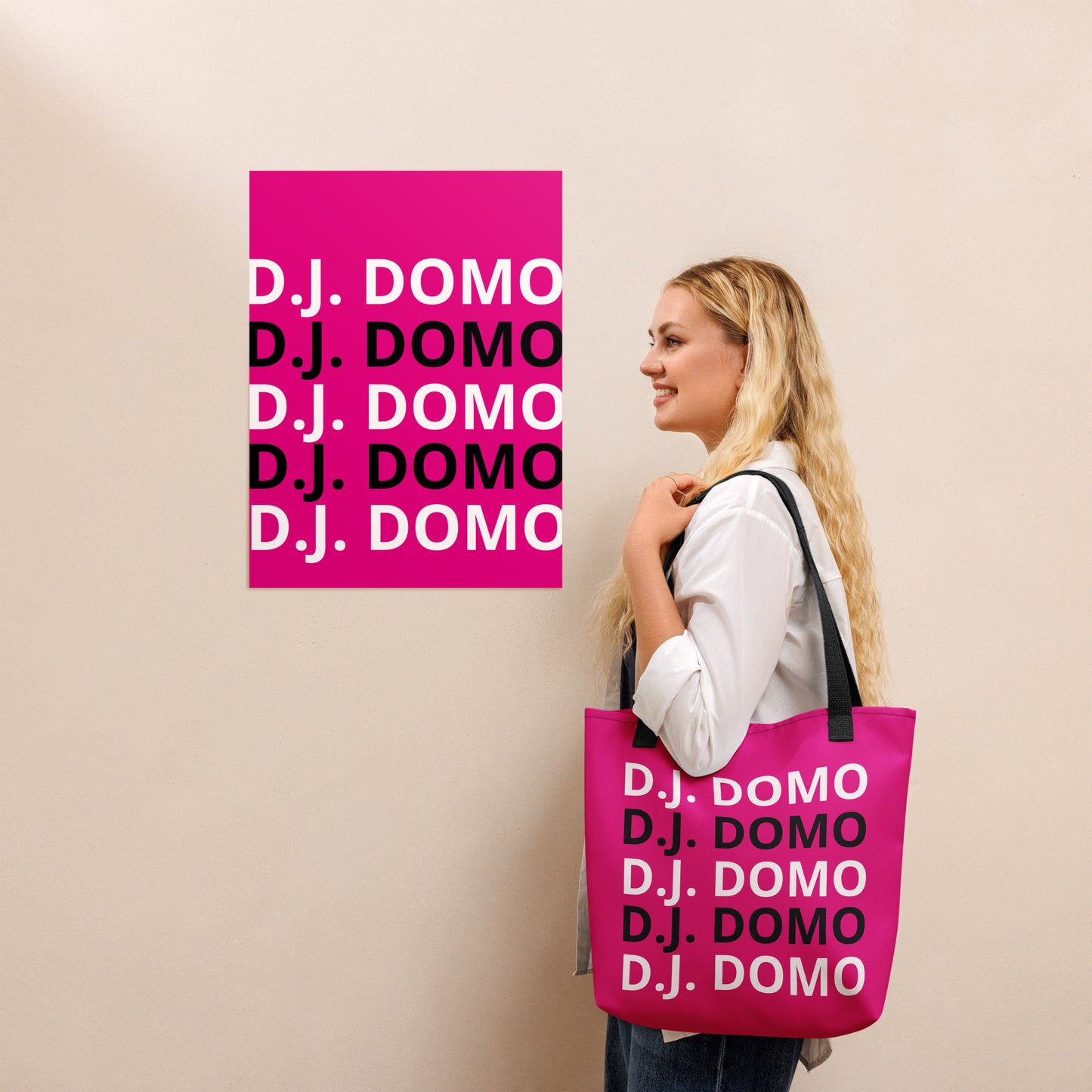 D.J. Domo "Classic" Tote Bag Pink/Black/White